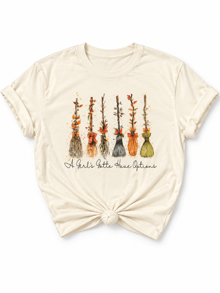 Plus/Reg Short Sleeve "A Girl's Gotta Have Options" Graphic Tee - Freckled Poppy