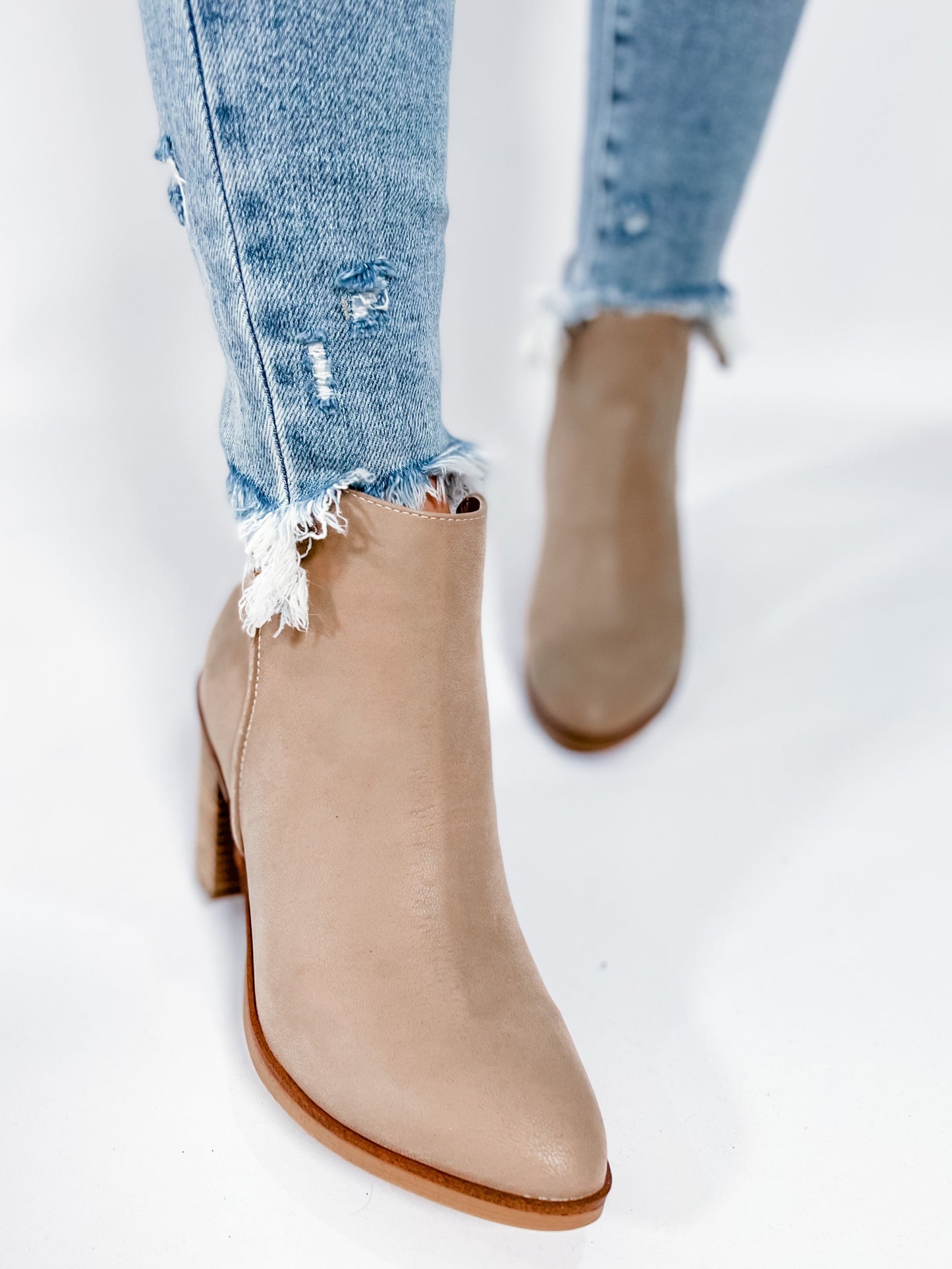 RESTOCK!! MIA Western Inspired Pointed Toe Stone Boot With Block Heel & Side Zipper
