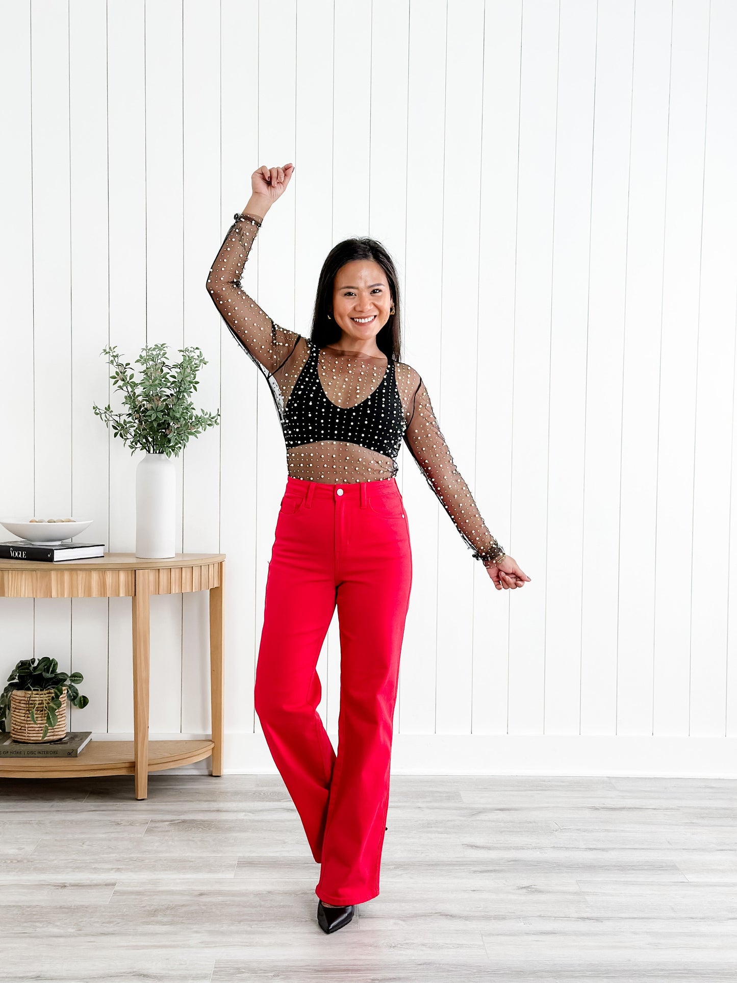 Judy Blue Red Hot High Rise Red 90's Straight Leg Jeans