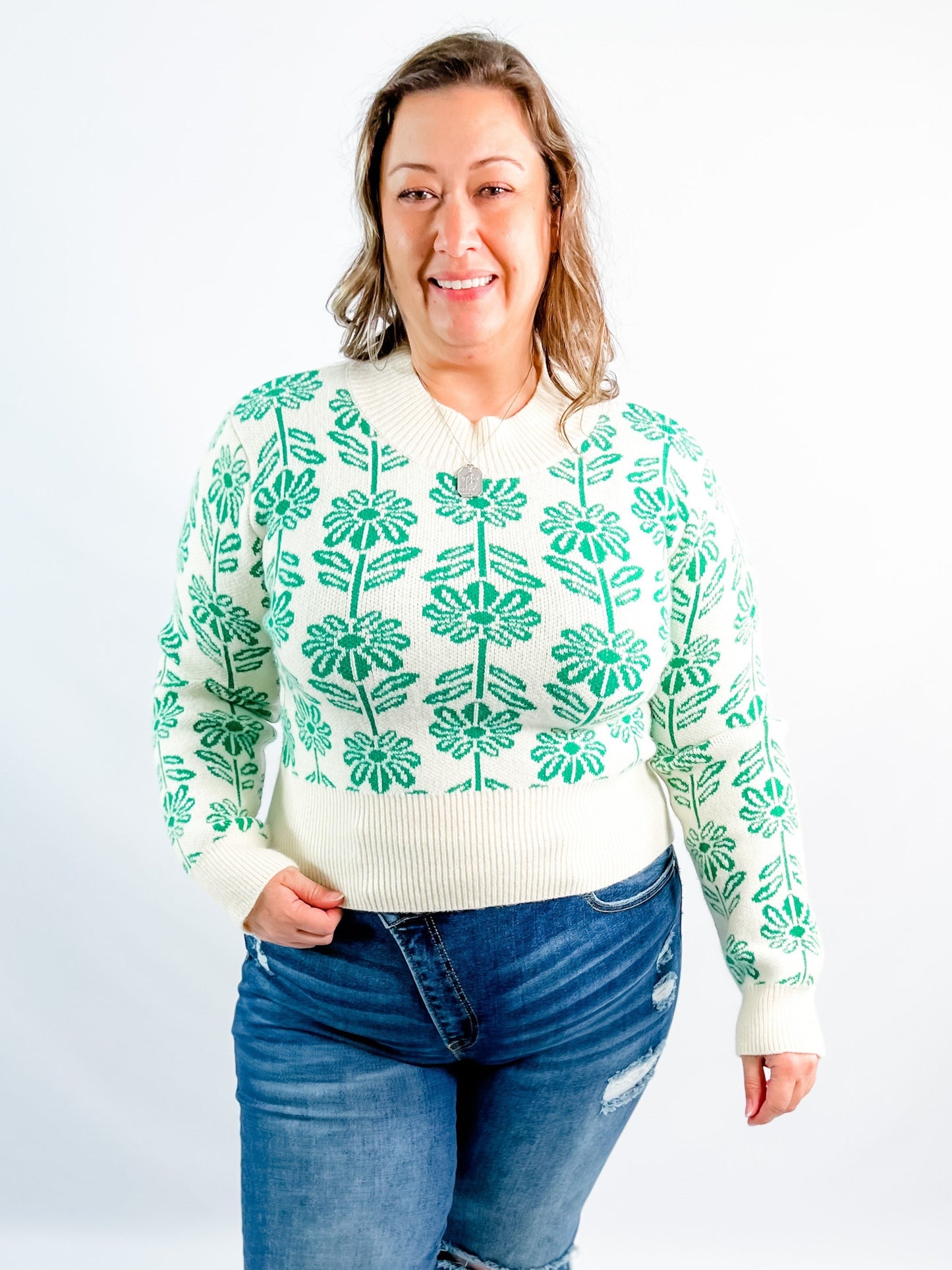 Restock! New Colors! Floral Print Long Sleeve Pullover Sweater (Multiple Colors)