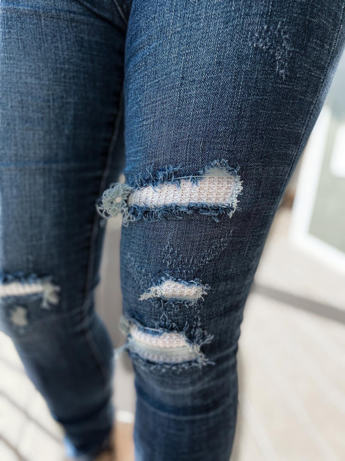 Judy Blue Mid Rise skinny Thermal Patch (Multiple Lengths)