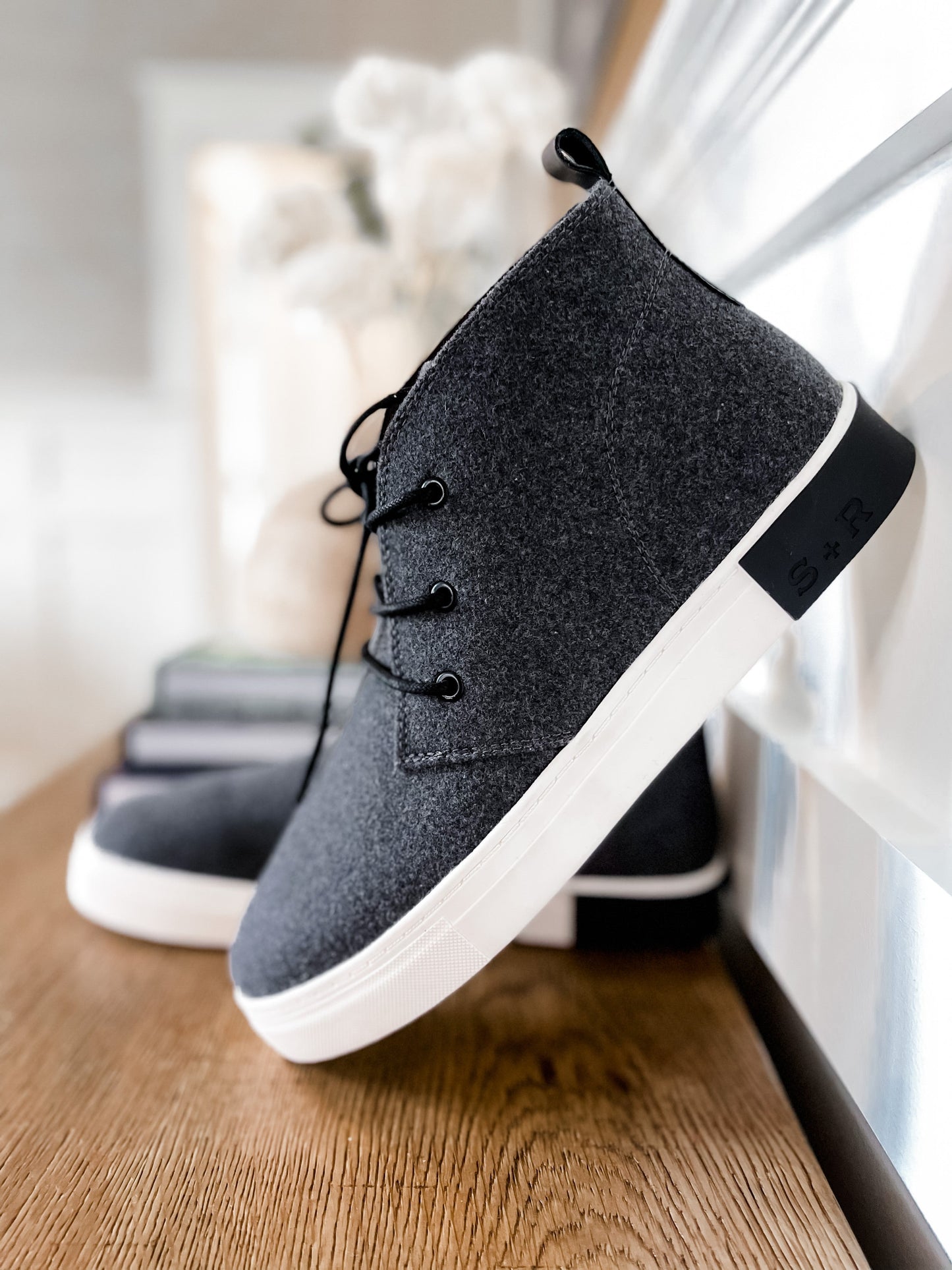 Men's Charcoal Flannel High Top Sneakers