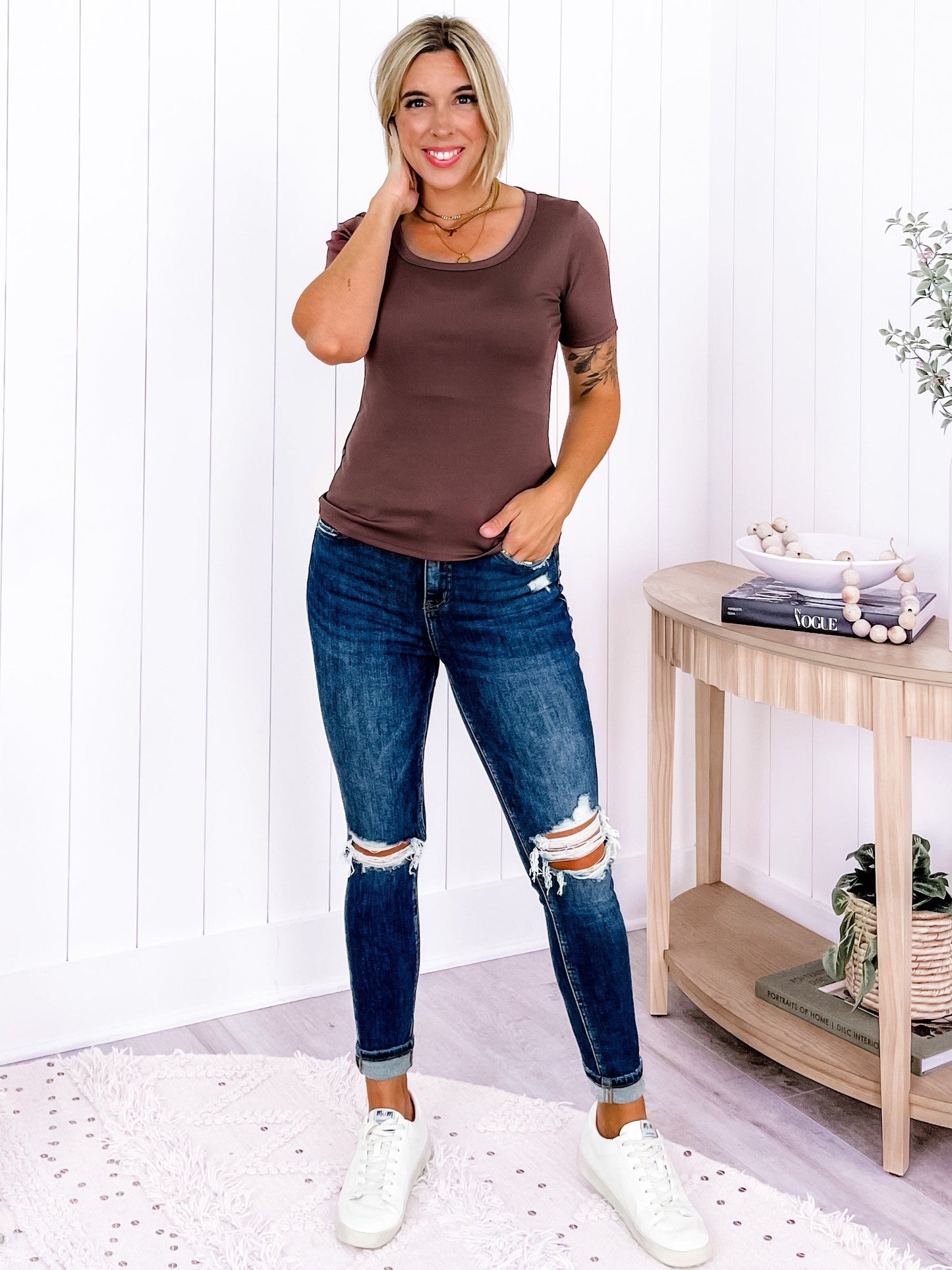 Restock! Plus/Reg Freckled Poppy Exclusive: Ribbed Essentials Tee (Multiple Colors)