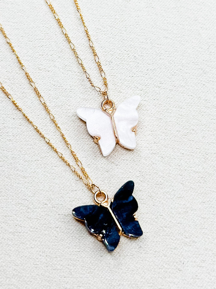 Love, Poppy Shimmer Stone Butterfly Necklace