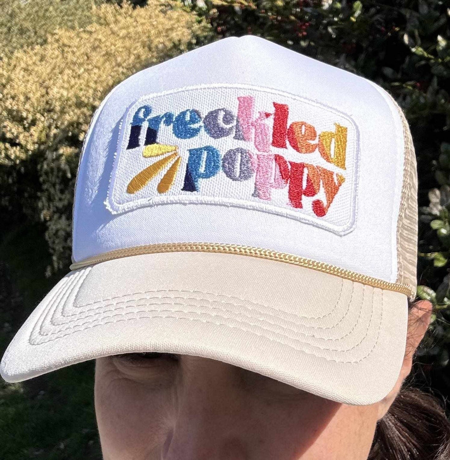 Freckled Poppy Embroidered Hats