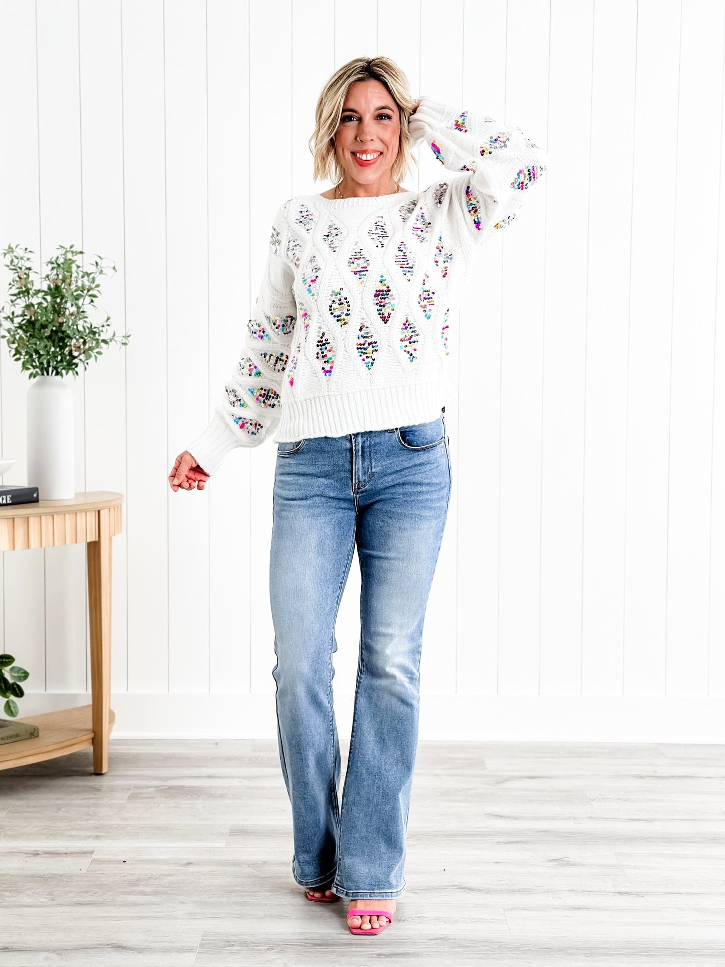 Freckled Poppy X Risen Wildest Dreams Mid Rise Medium Wash Basic Non Distressed Flare Jeans