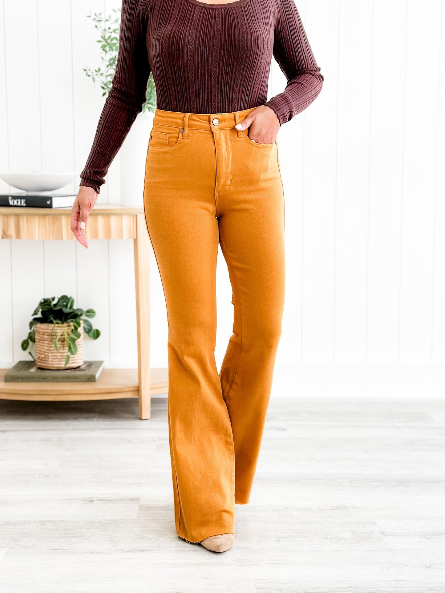 Judy Blue Goldilocks Marigold High Rise Tummy Control Flare Jeans