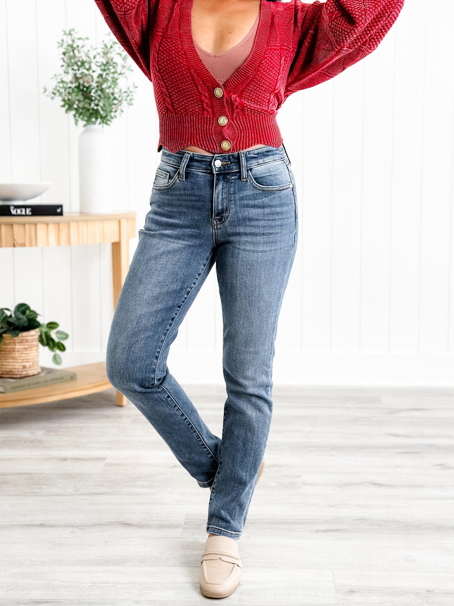 Judy Blue Friends Forever Medium Wash Mid Rise Classic Slim Fit Jeans