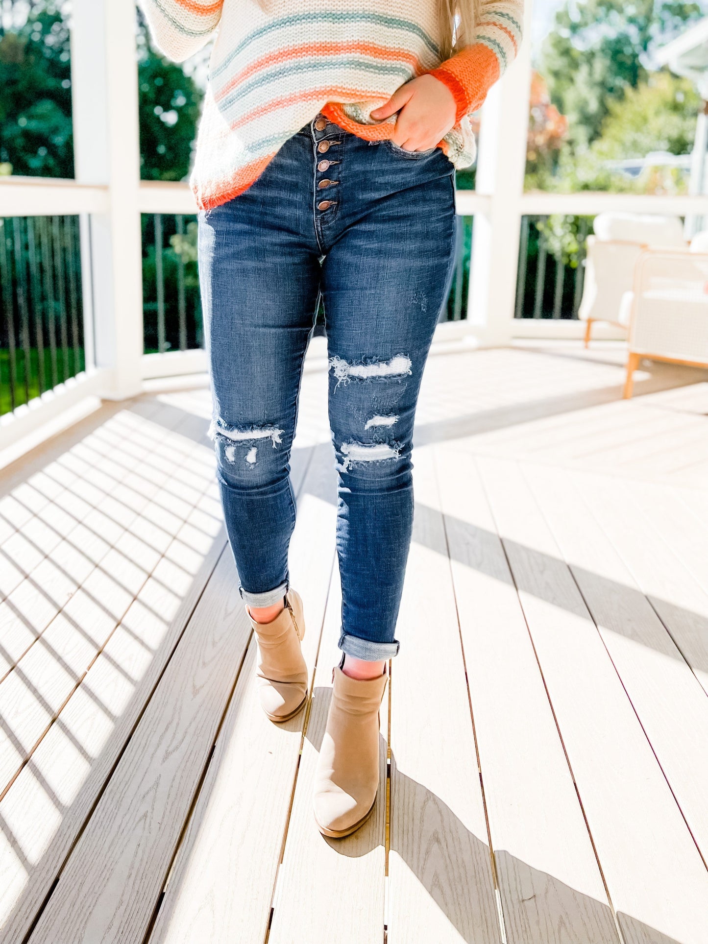 Judy Blue Mid Rise skinny Thermal Patch (Multiple Lengths)