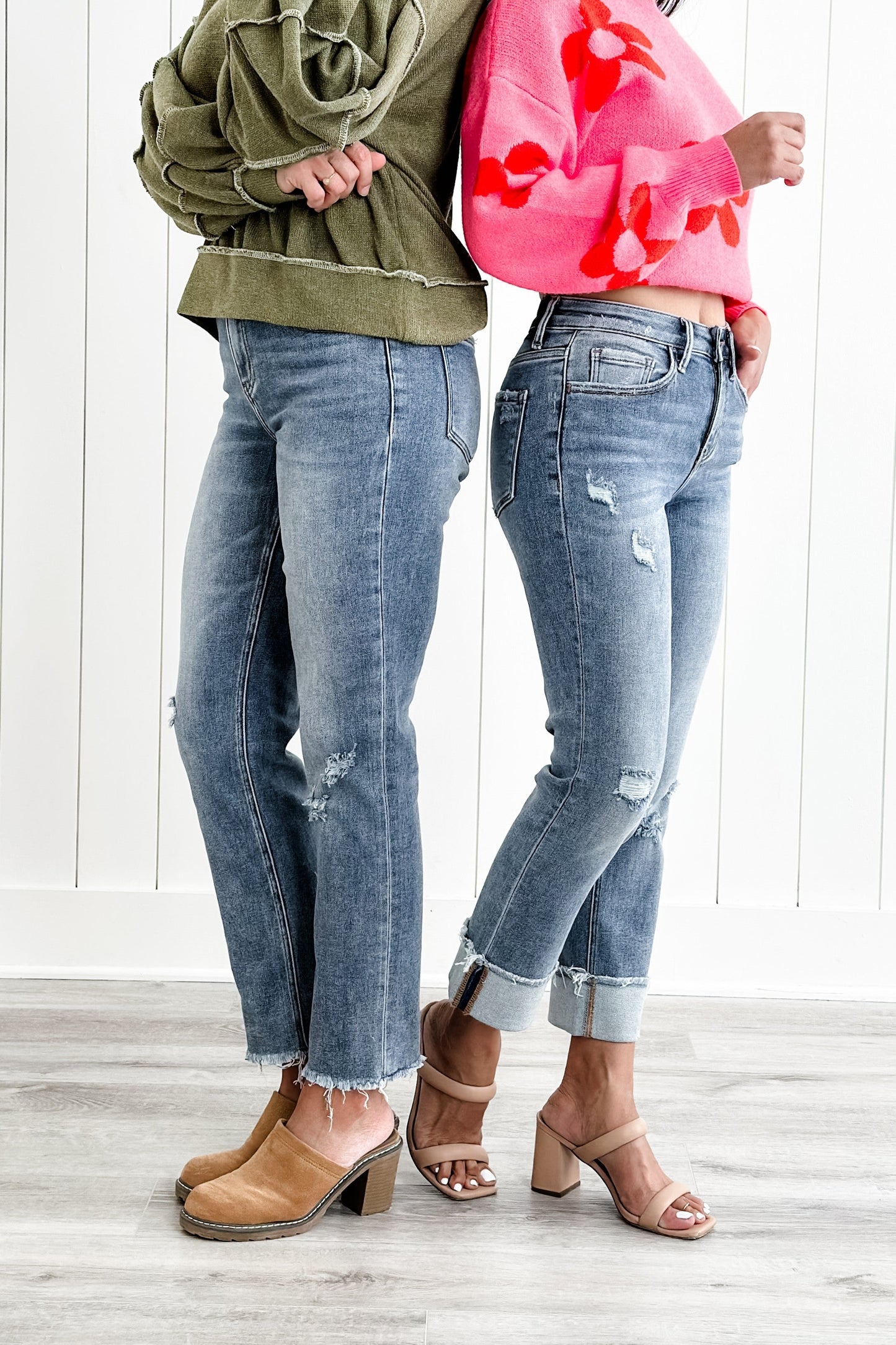Lovervet High Rise Medium Wash Distressed Straight Leg Jeans