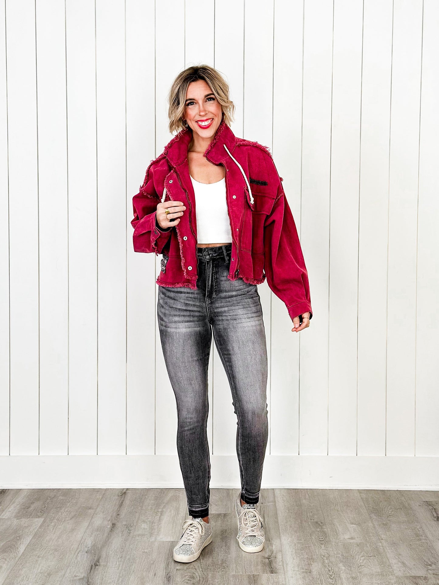 Judy Blue 50 Shades of Grey High Rise Grey Wash Tummy Control Skinny Jeans With Release Hem