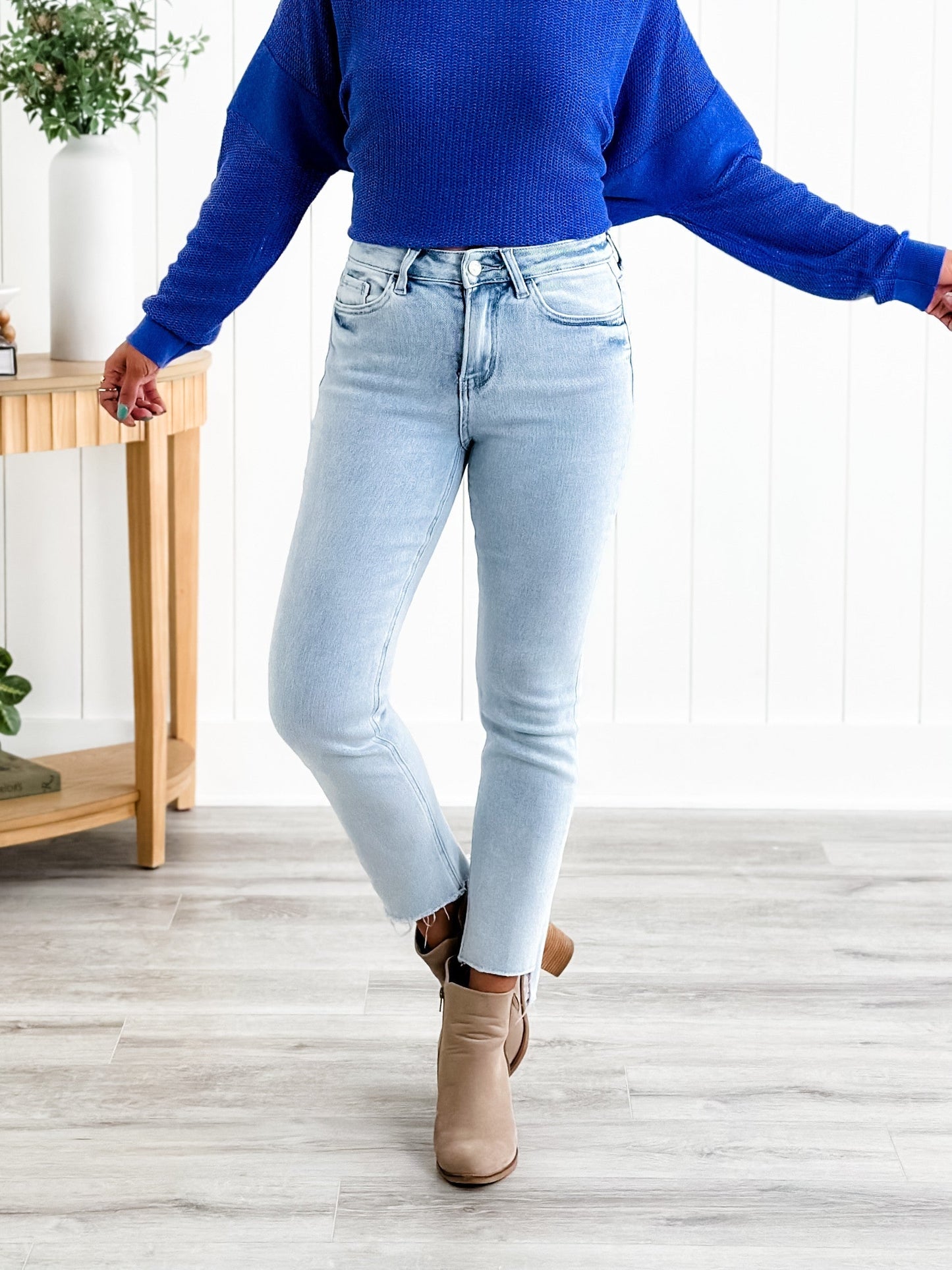 Lovervet High Rise Light Wash Slim Straight Leg Jeans