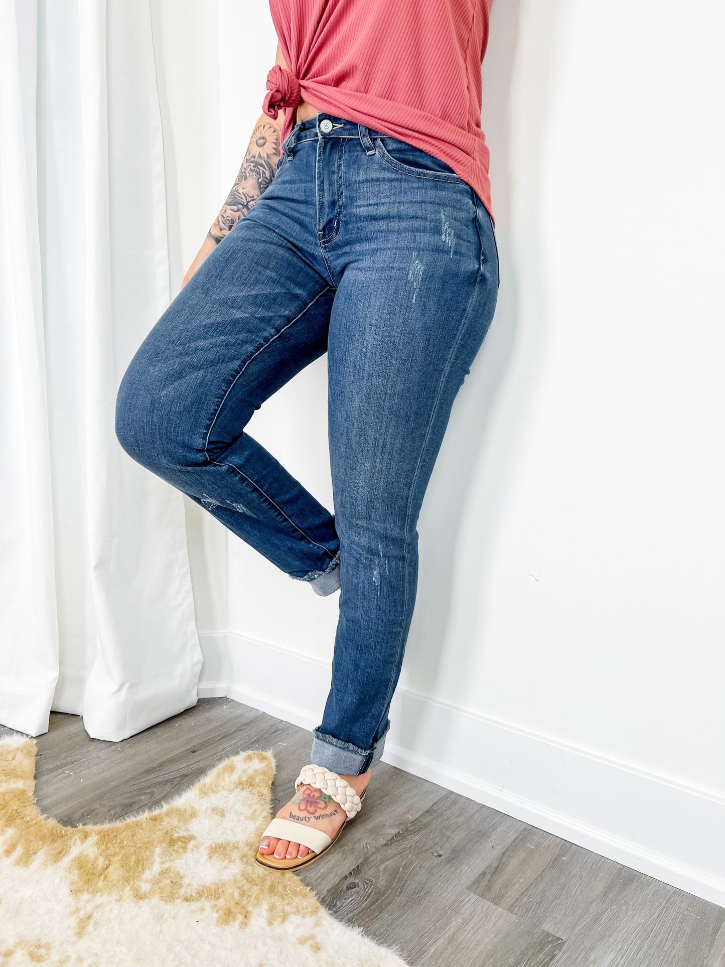 Judy Blue midrise double cuff long boyfriend