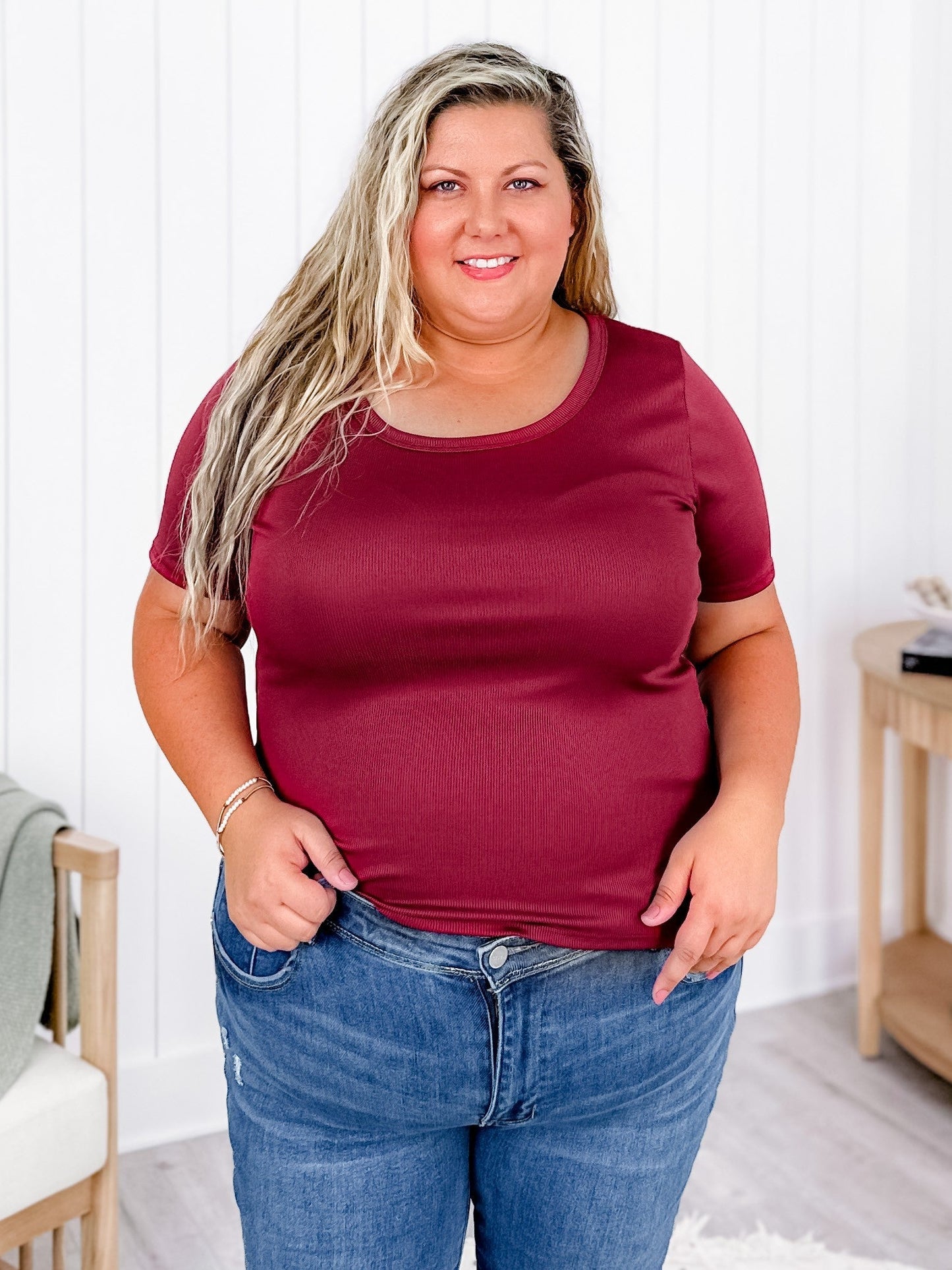 Restock! Plus/Reg Freckled Poppy Exclusive: Ribbed Essentials Tee (Multiple Colors)