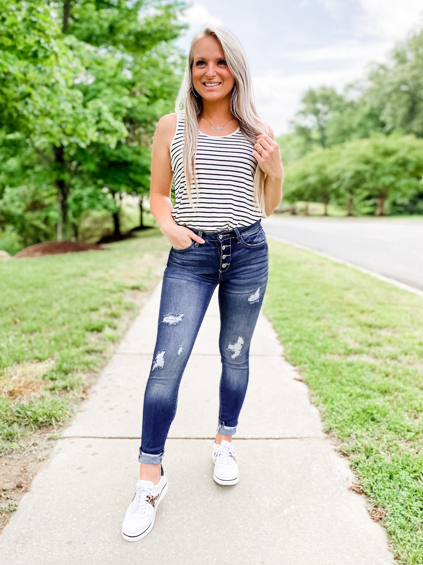 KanCan Feeling Fine High Rise Button Fly Distressed Skinny Jeans