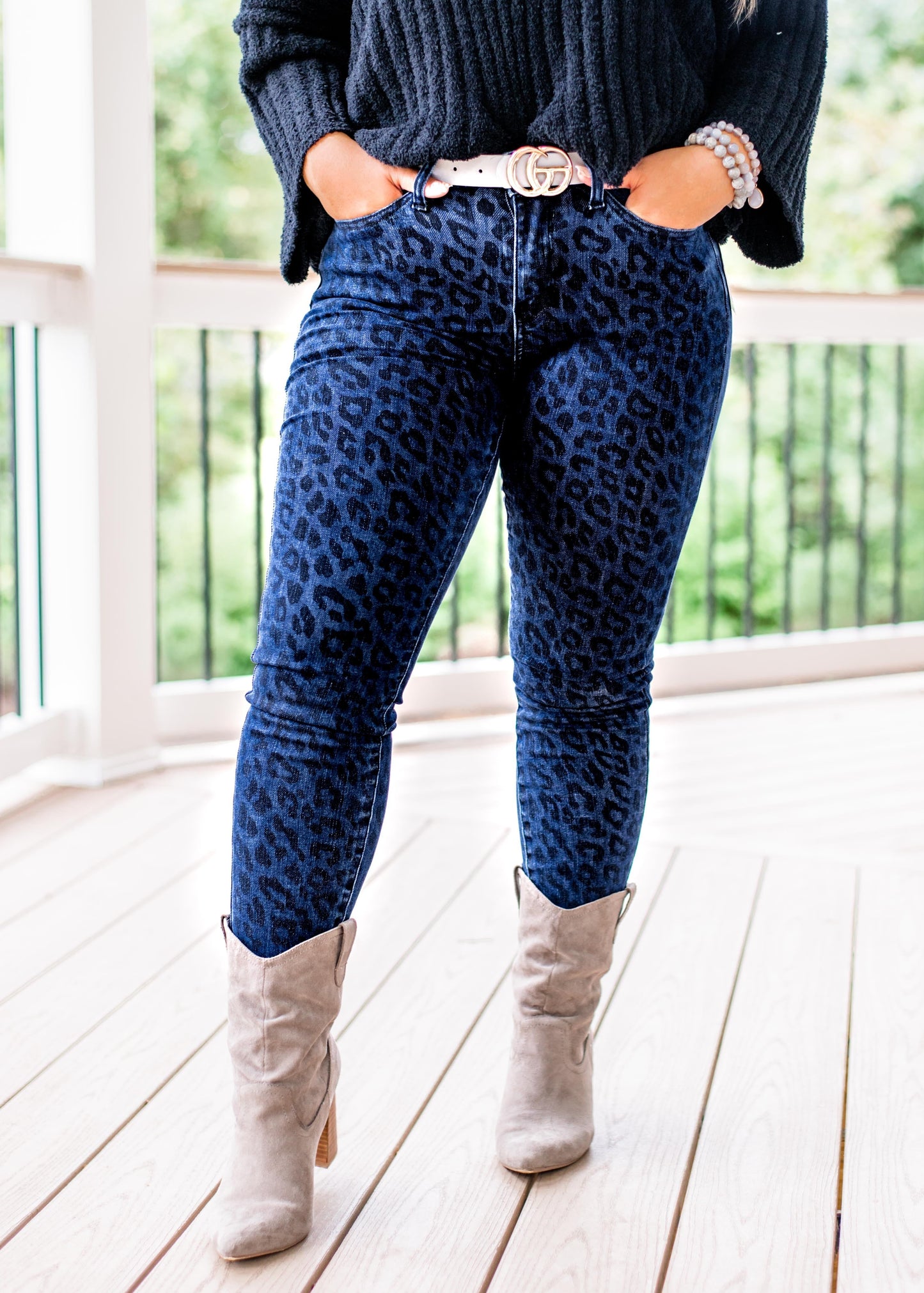 Judy Blue Denim Leopard Print Skinny Jeans