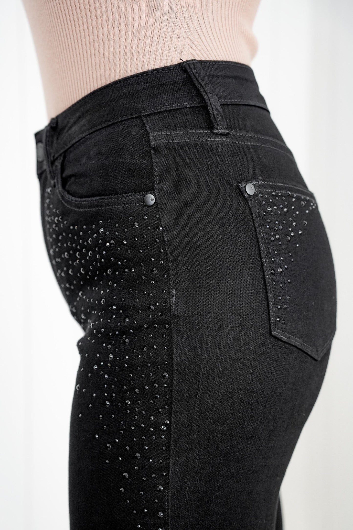 Judy Blue Frost Yourself High Rise Black Rhinestone Embellished Slim Jeans