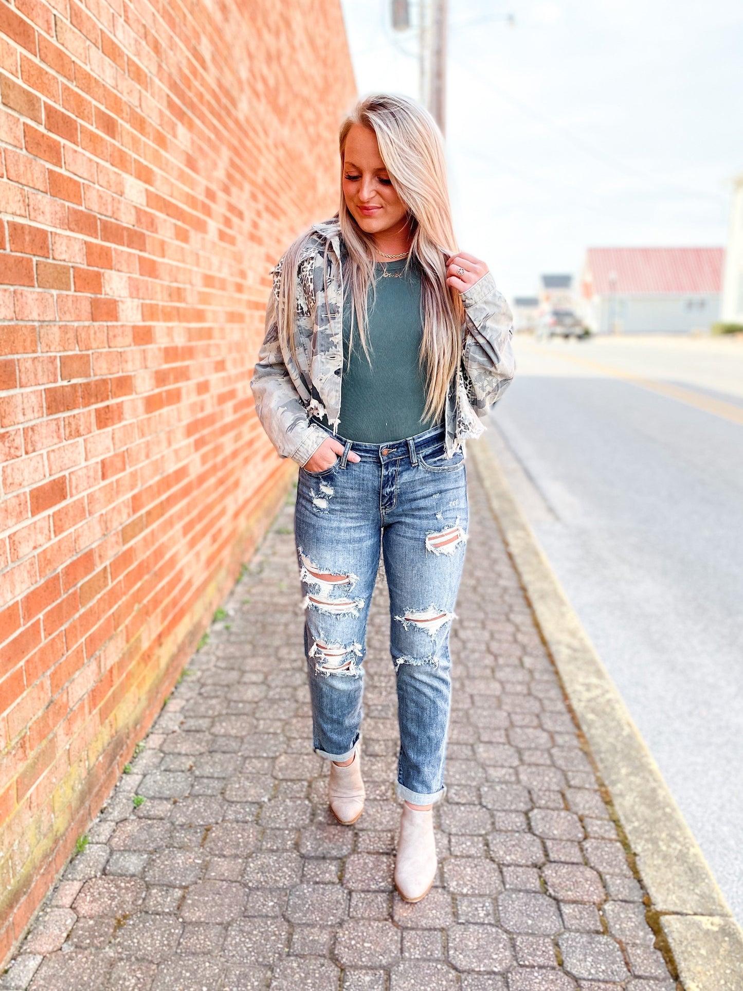 Judy Blue Yoda Best Distressed Boyfriend Jeans