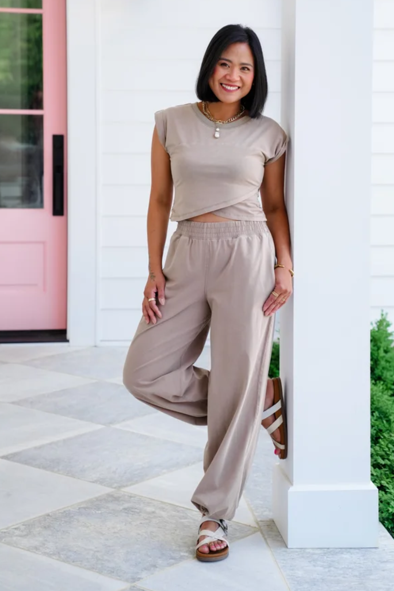 Mineral Wash Elastic Waist Jogger with Side Pockets