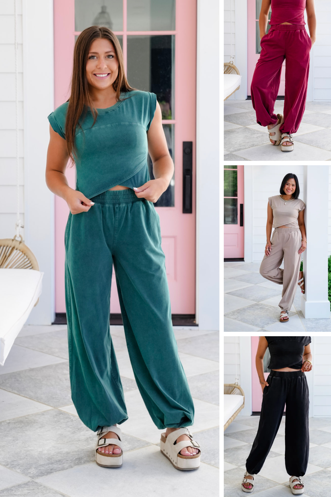 Mineral Wash Elastic Waist Jogger with Side Pockets