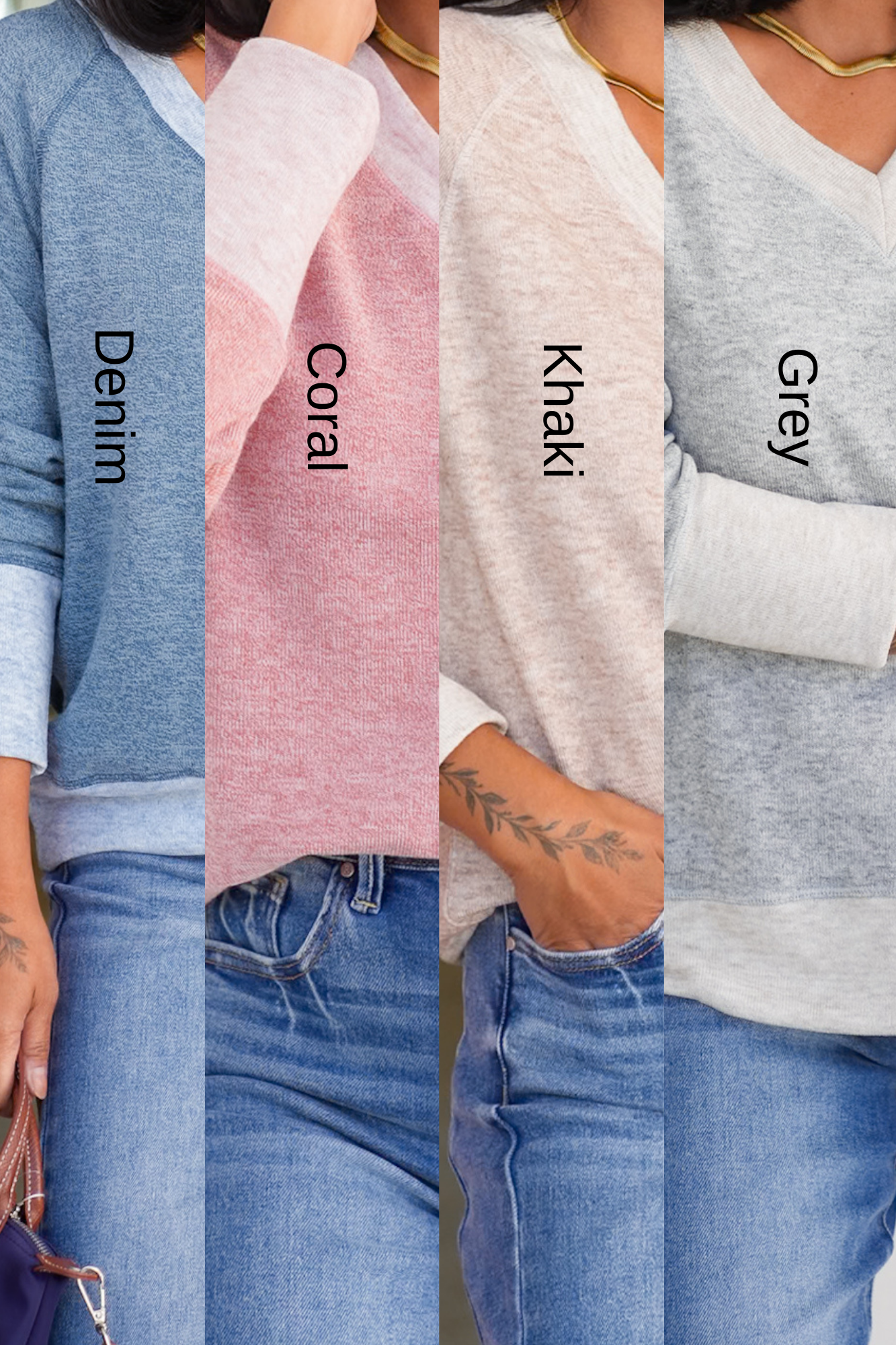 Heathered Long Sleeve V Neck Pullover Top