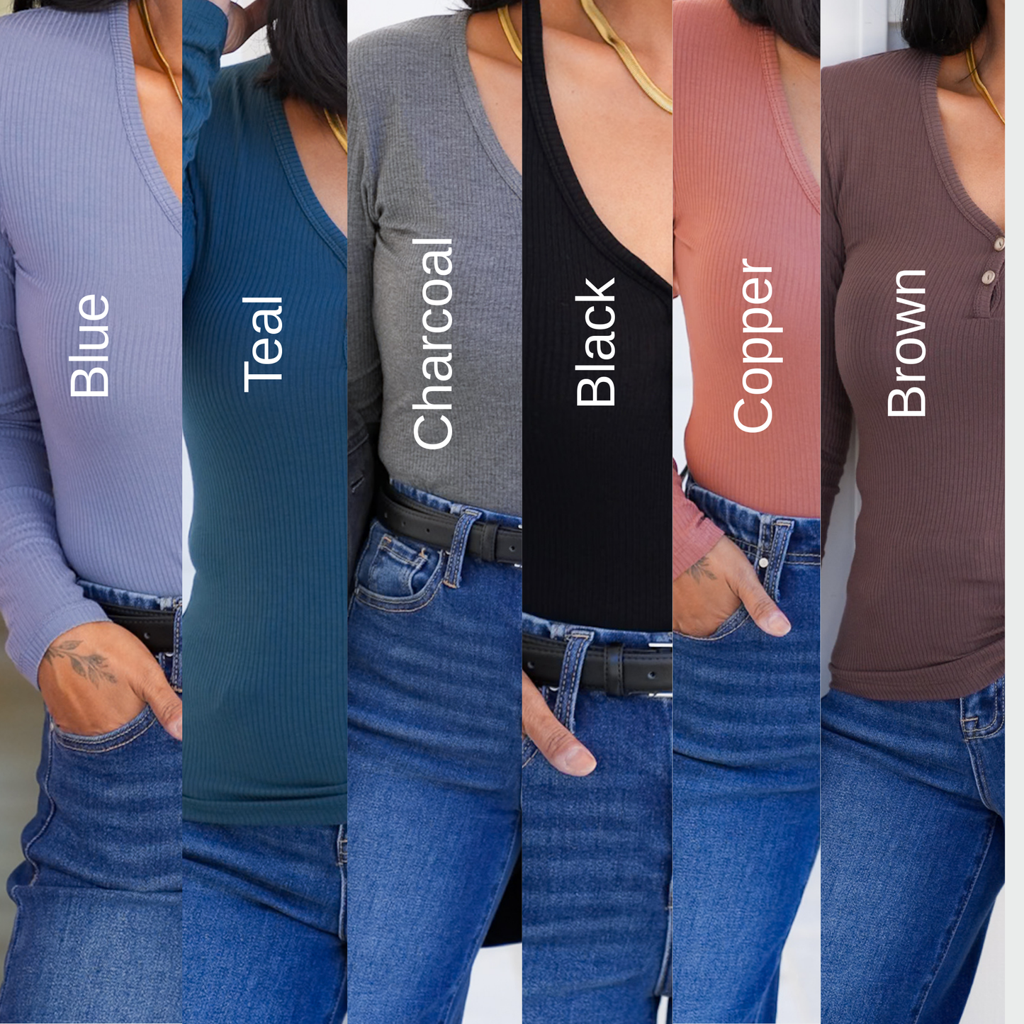 Door Buster! Plus/Reg Ribbed Knit Long Sleeve V Neck Top