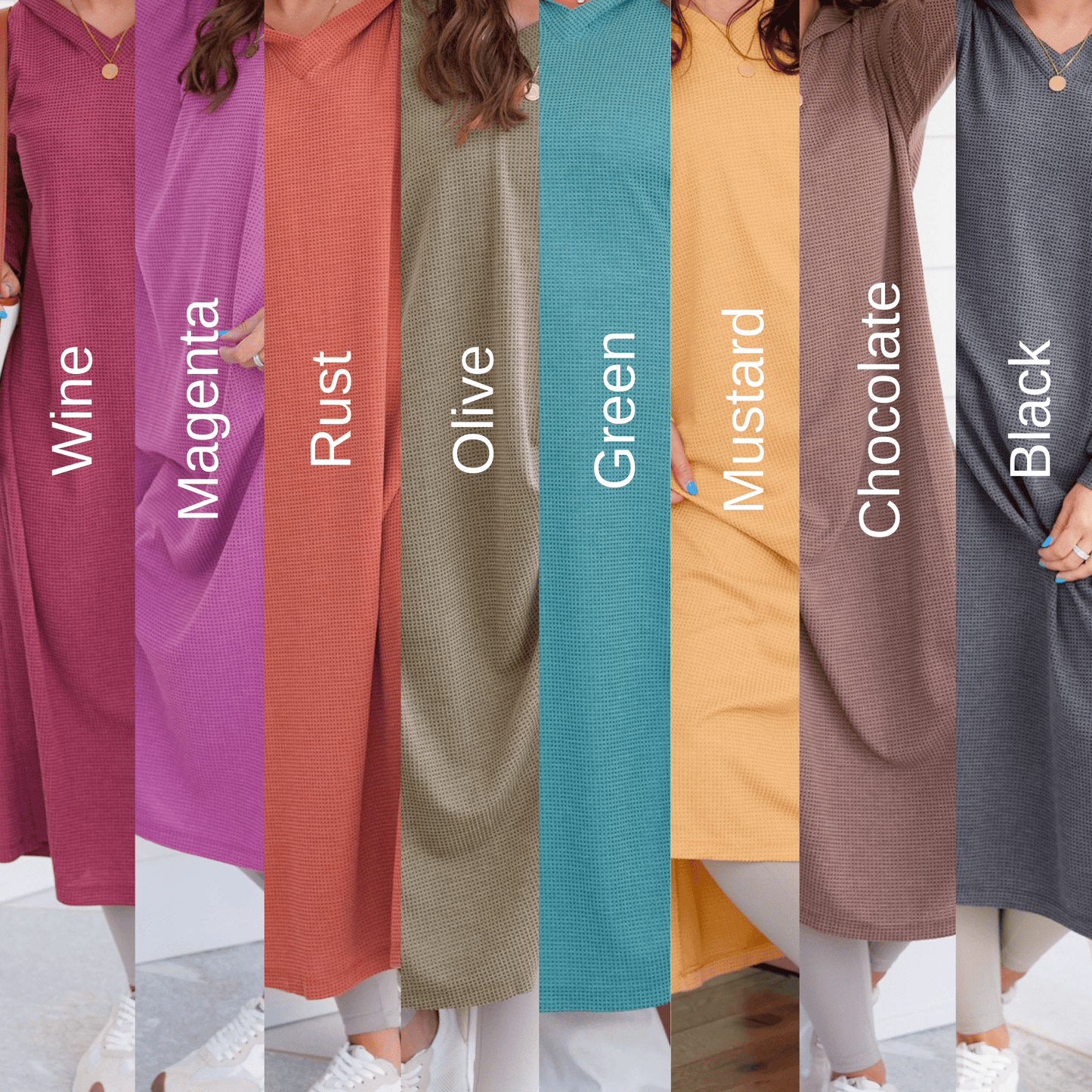 Door Buster! Plus/Reg Thermal Long Sleeve Hoodie Cardigan with Side Slits - Freckled Poppy