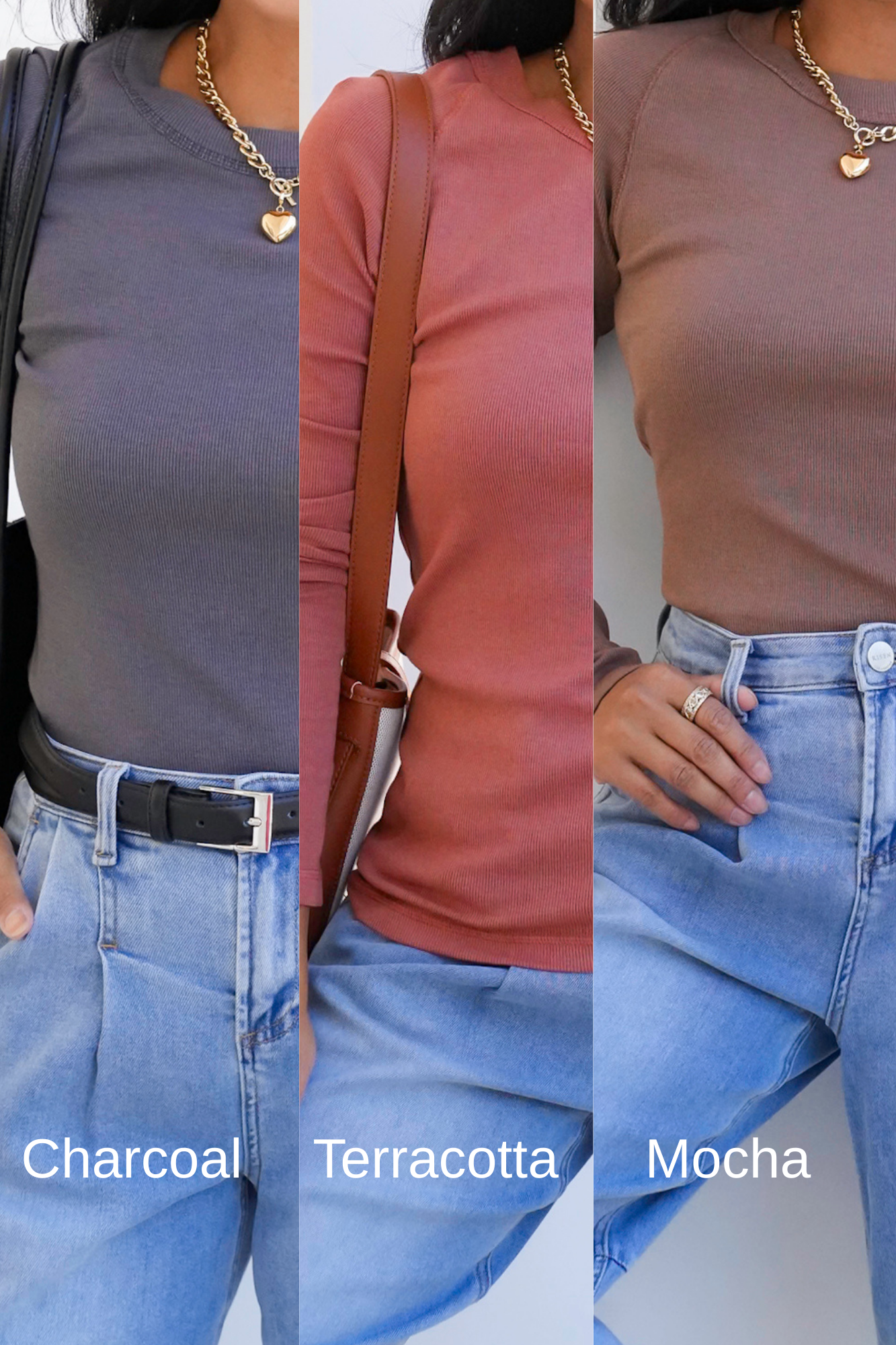Raglan Sleeve Crew Neck Top With Exposed Seam