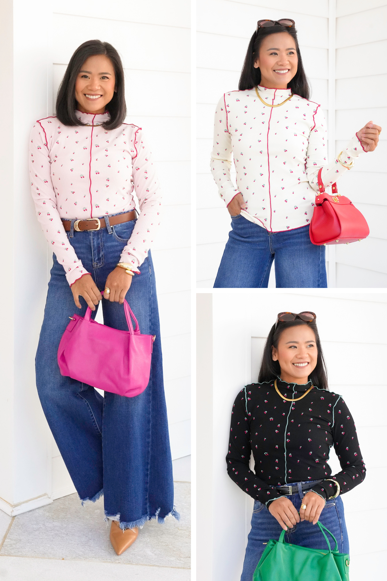 Embroidered Cherry Thermal Long Sleeve Top