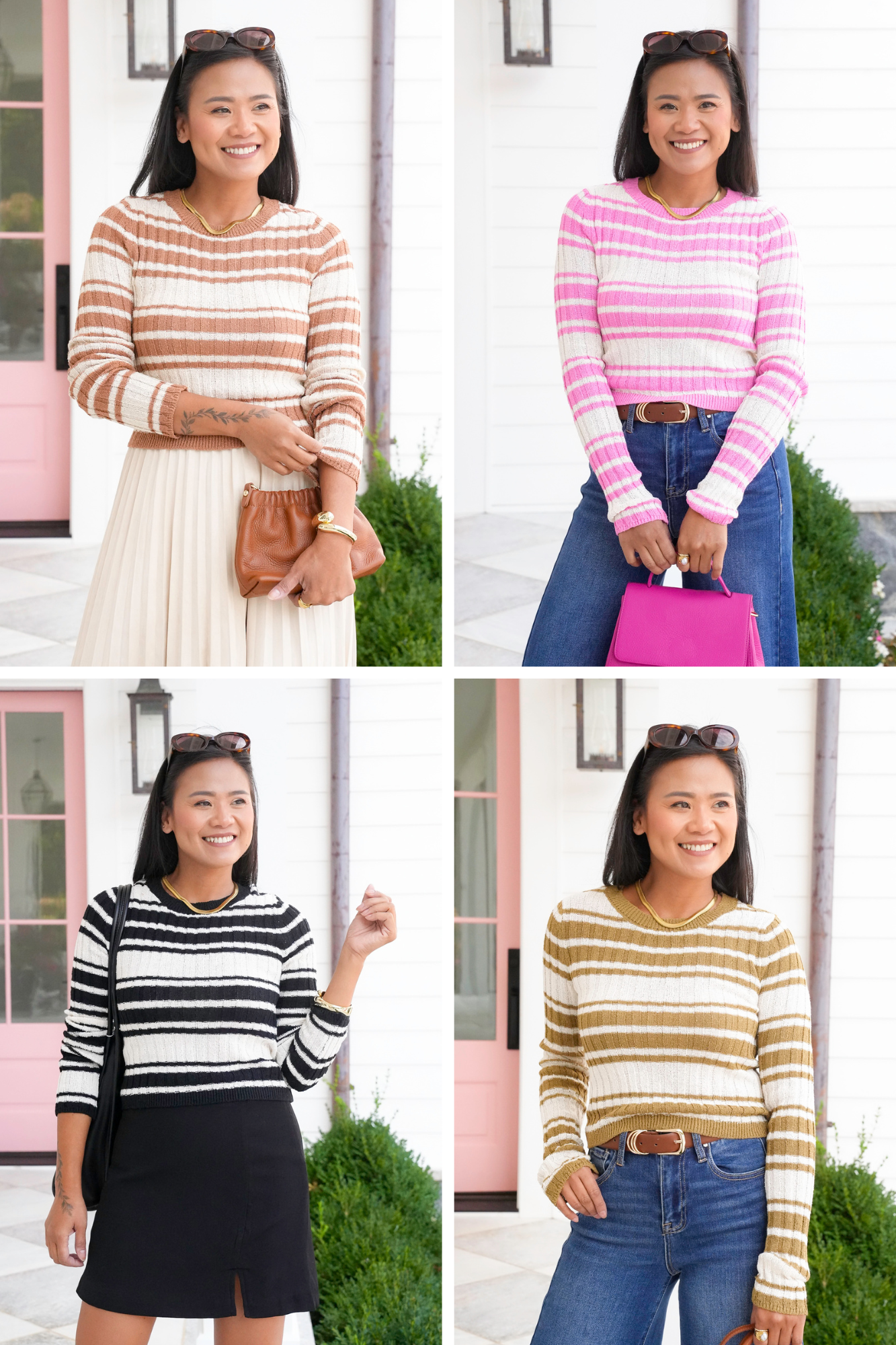 Stripe Long Sleeve Crew Neck Sweater