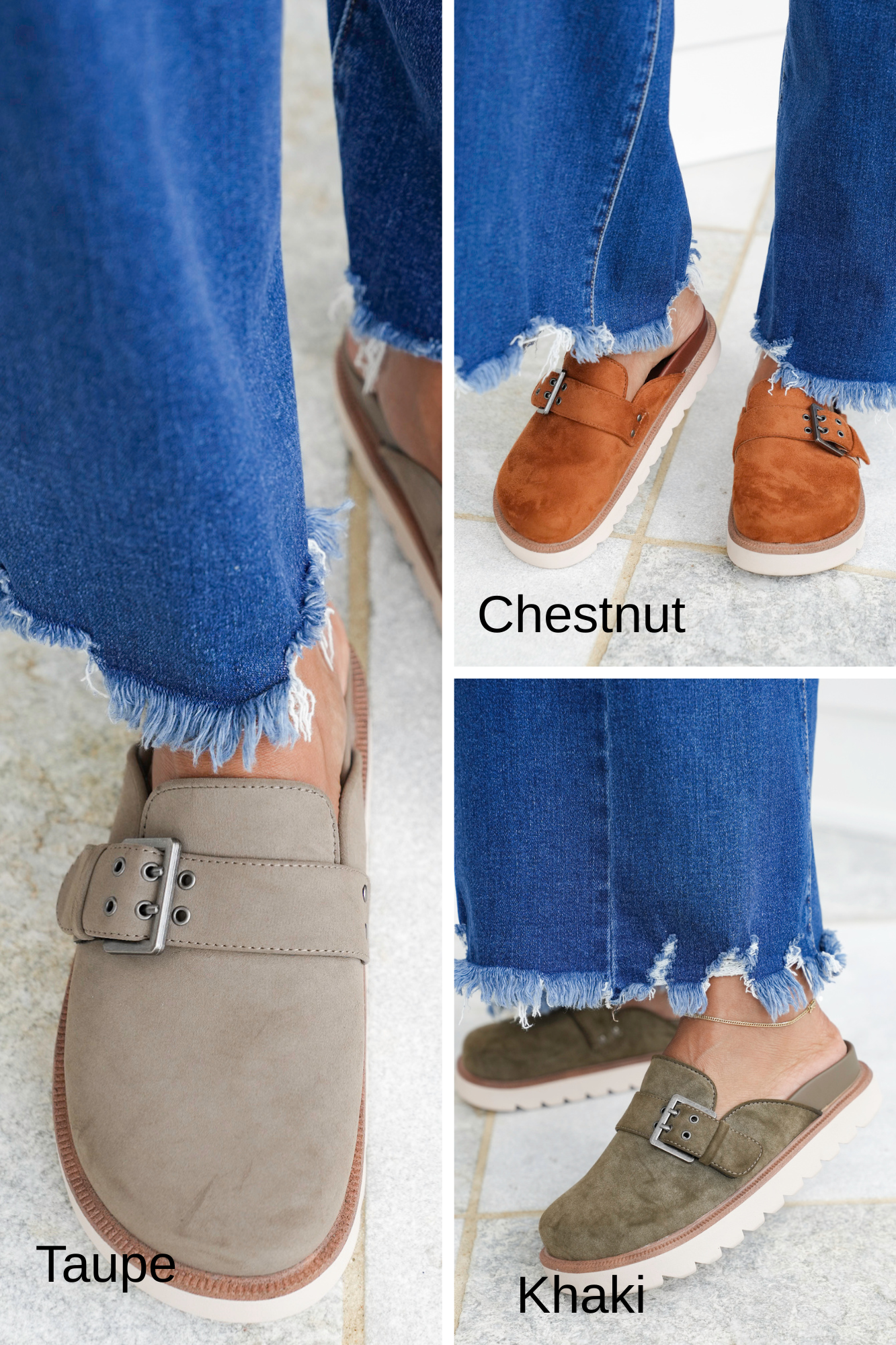 MIA Vegan Suede Buckle Slip On Clog with Platform Sole