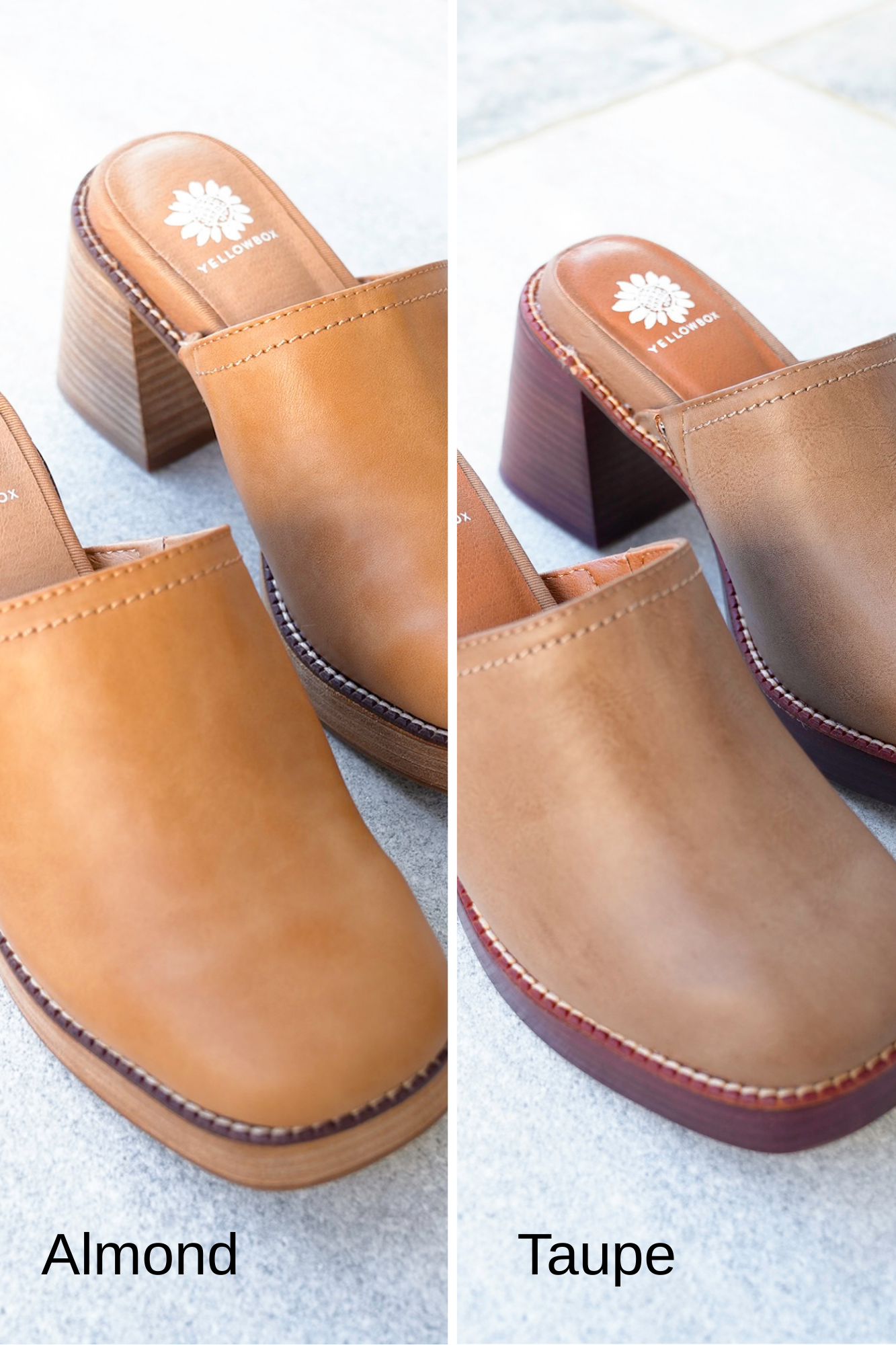 Yellow Box Block Heel Slip-On Clog Mule