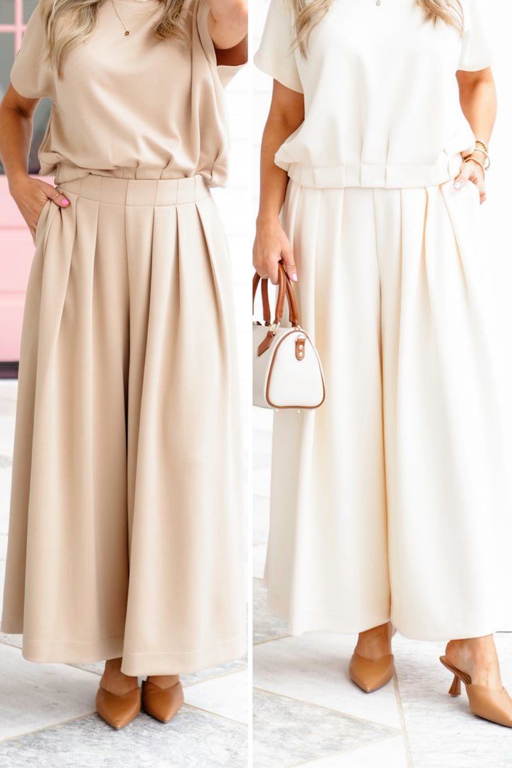 Pleated High Waist Wide Leg Pants