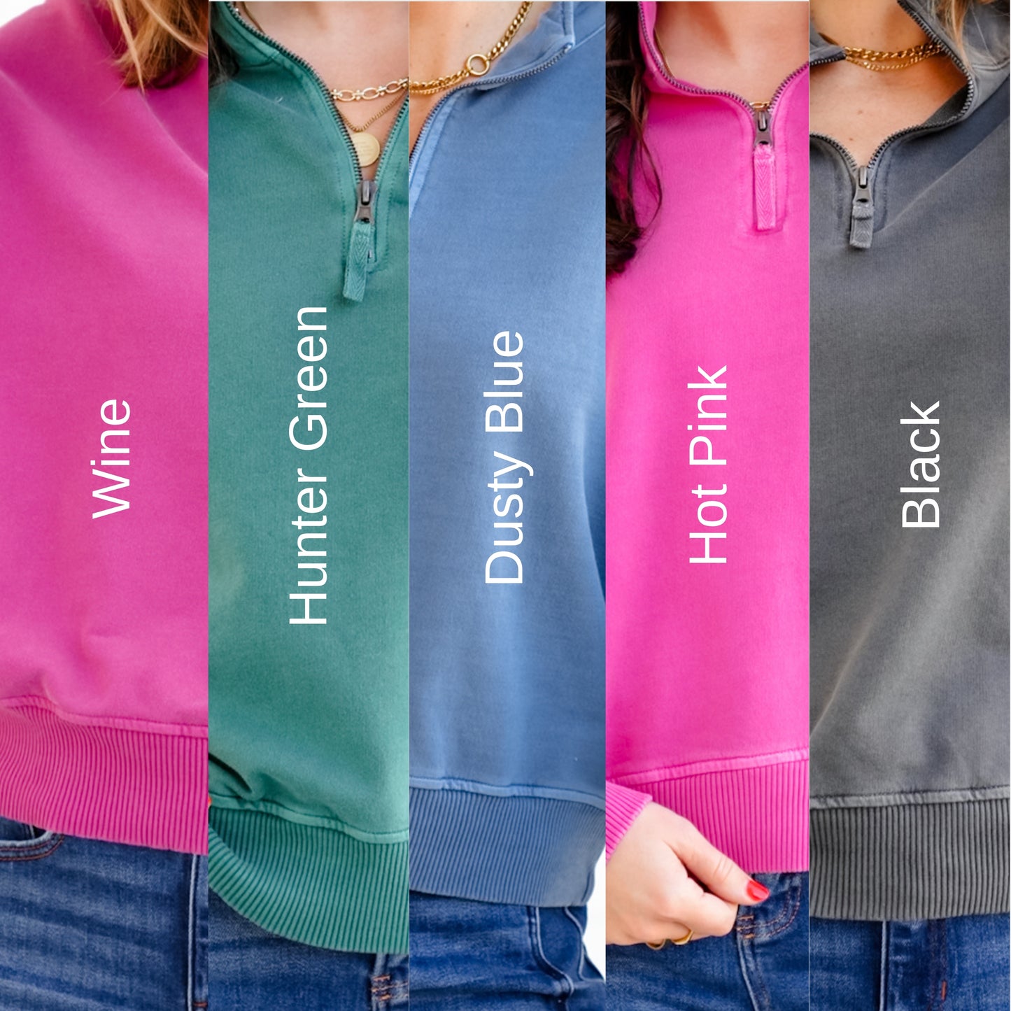 Door Buster! Zenana Terry Pigment Dye & Enzyme Washed Half Zip Pullover
