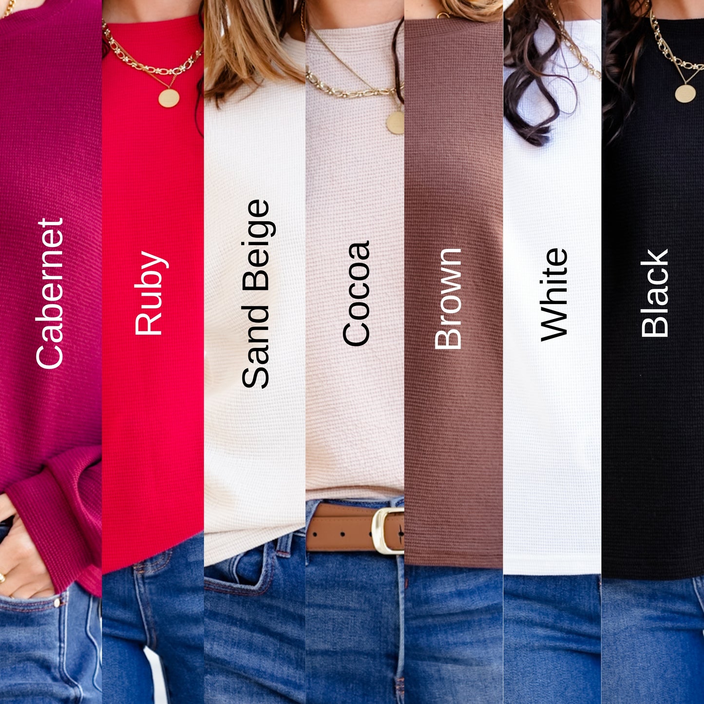 Door Buster! Zenana Double Knit Round Neck Long Sleeve Top