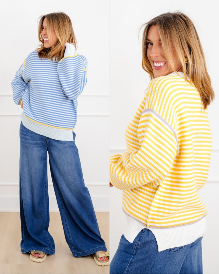 Stripe Long Sleeve Pullover Sweater