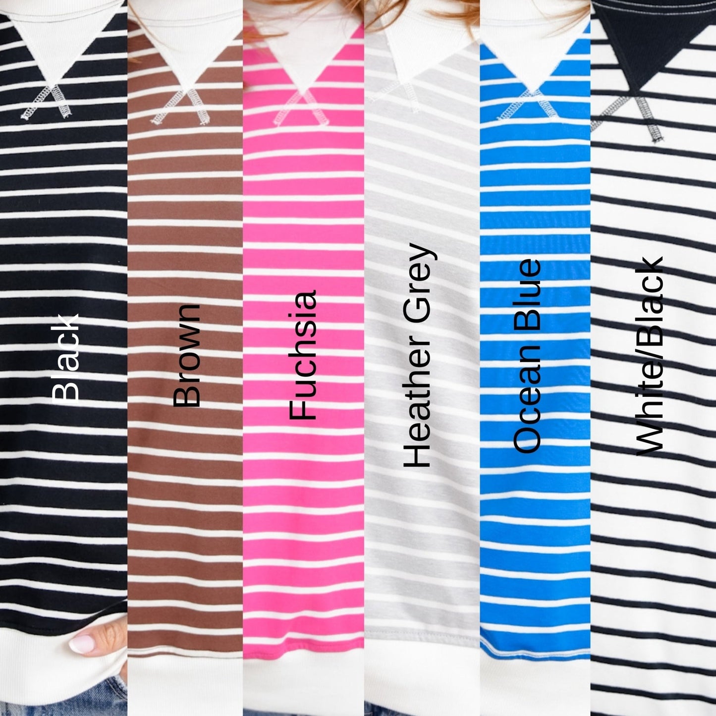Door Buster! Zenana Striped Long Sleeve Pullover - Freckled Poppy