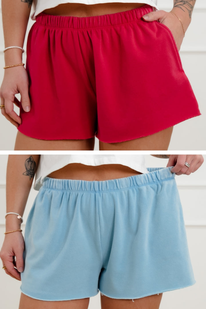 Mineral Wash French Terry Elastic Waist Shorts