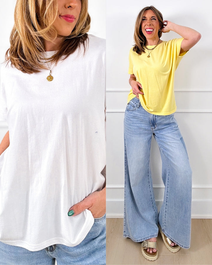 Cotton Blend Short Sleeve Round Neck Top