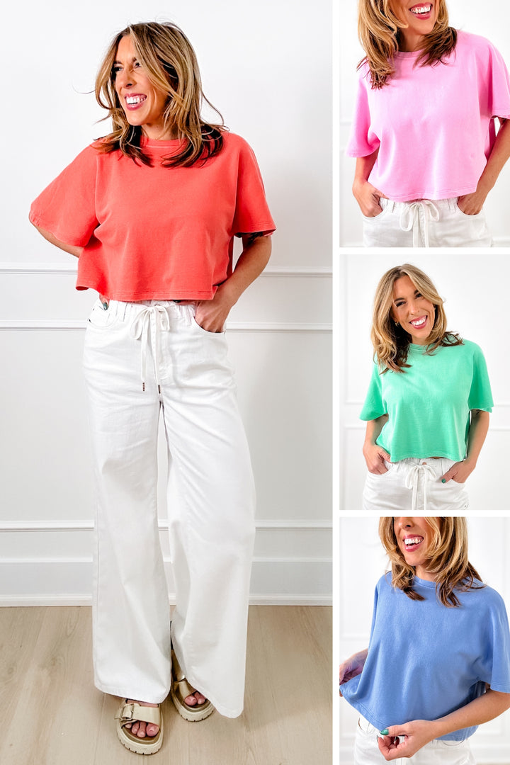 Knit Short Bell Sleeve Crop Top