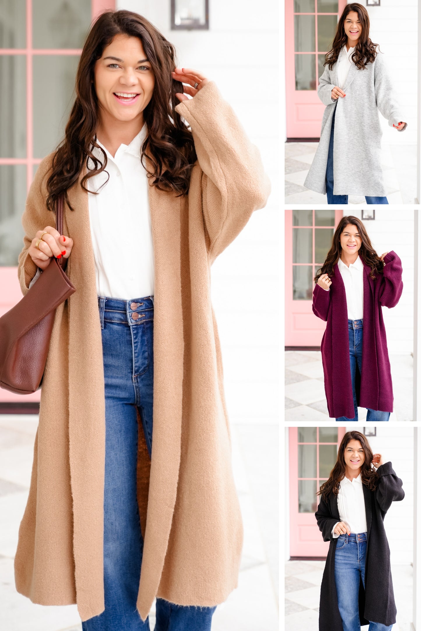 Long Sleeve Long Cardigan with Side Pockets