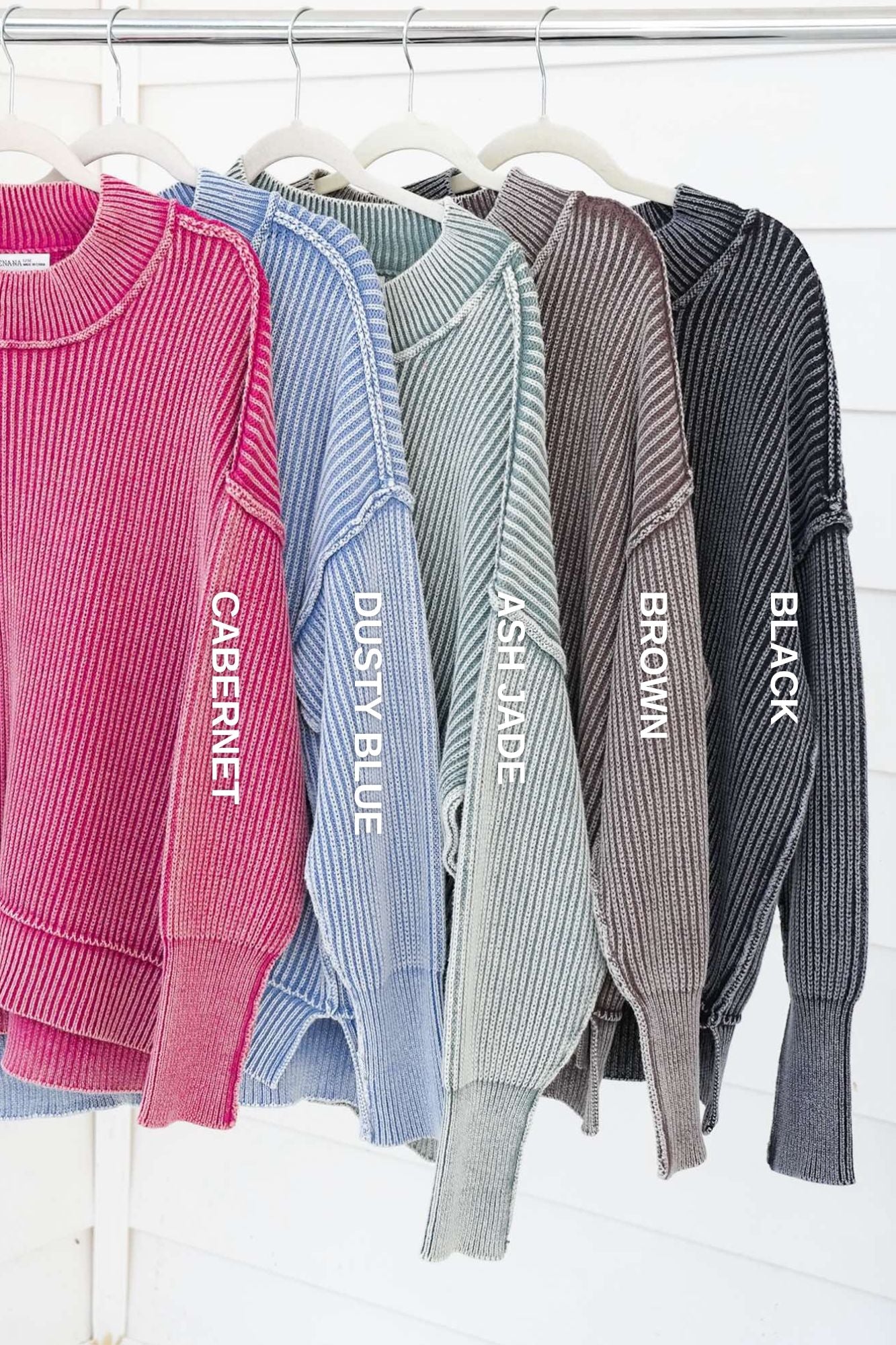 Washed Side Slit Oversized Sweater