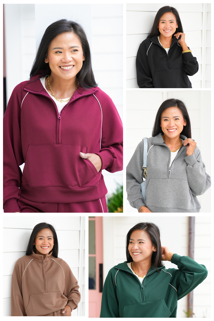 Solid Long Sleeve Half-Zip Top