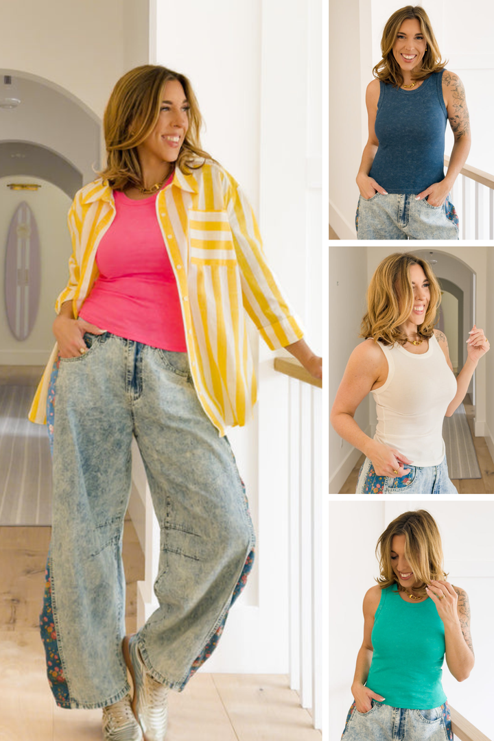 POL Solid Sleeveless Round Neck Tank Top