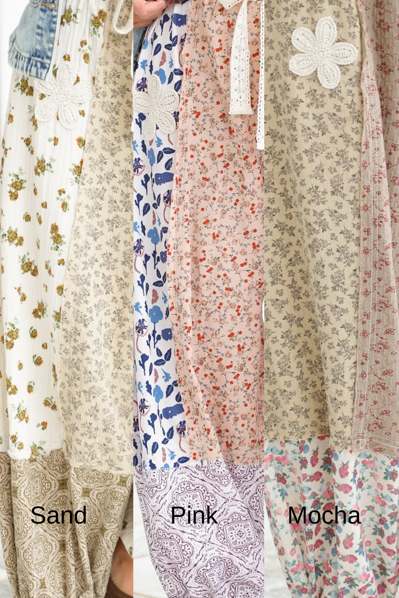 POL Floral Patchwork Elastic Waist Woven Pants