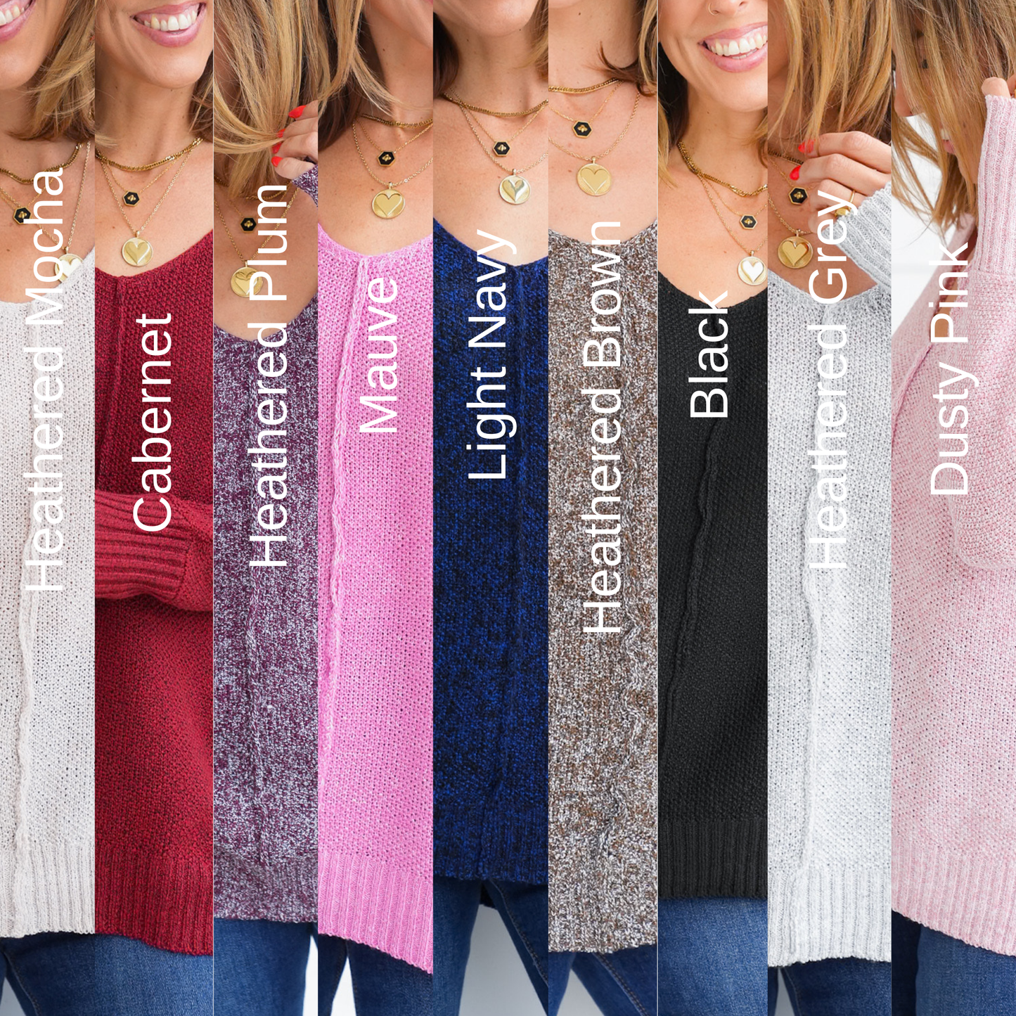 Door Buster! Zenana V-Neck Center Seam Hi-Low Sweater