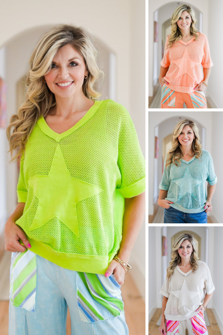 Star Patch Mineral Washed Knit Top