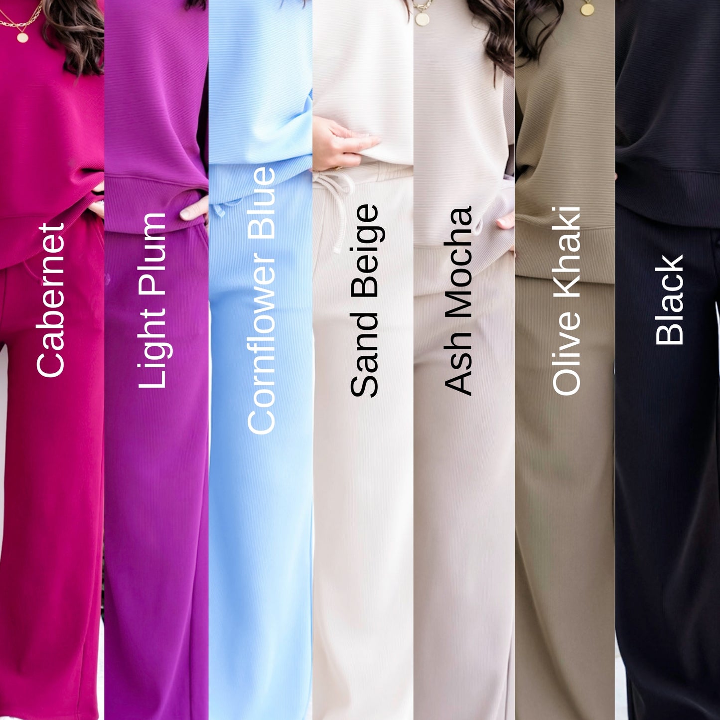 Door Buster! Zenana Ribbed Round Neck Pullover & Pants Set
