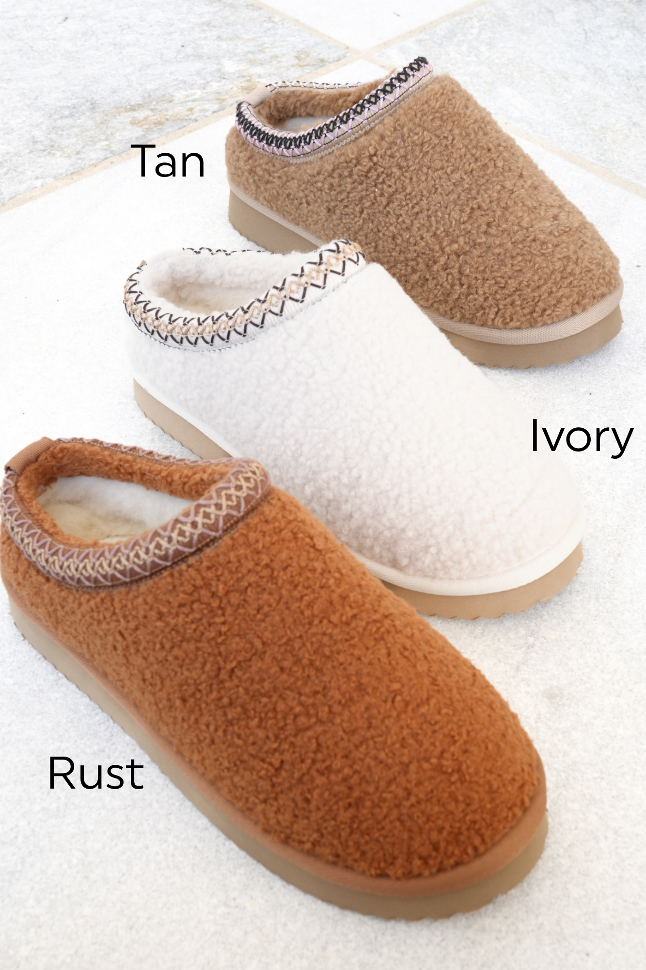 Corky's "Sleepy Head" Cozy Shearling Slip On Slippers with Embroidered Trim