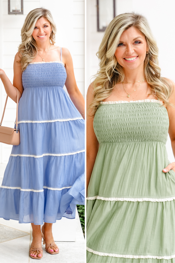 Solid Sleeveless Maxi Dress with Lace Trim